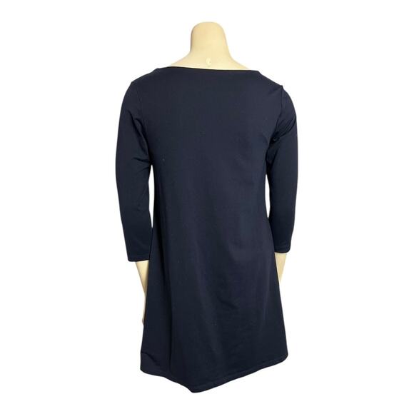 Susana Monaco Dress Women's Small Navy Blue A-Line Tunic 3/4 Sleeve USA Made - Picture 3 of 5